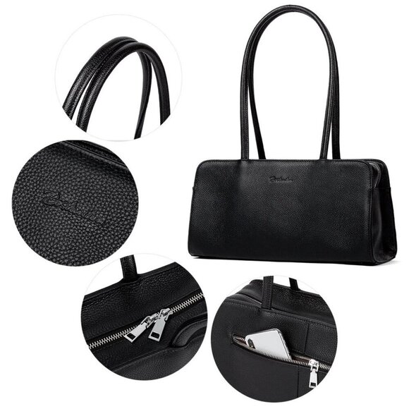 BOSTANTEN Otilia Functional Black Leather Shoulder Bag - Picture 7 of 13